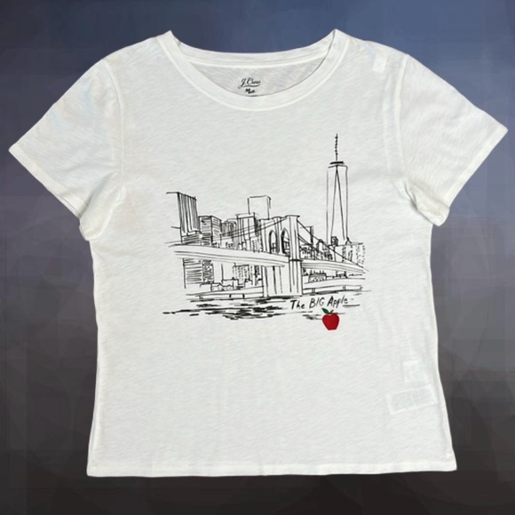 J.‎ Crew The Big Apple 🍎 Graphic Tee Shirt Brooklyn Bridge New York City Large - Picture 10 of 10